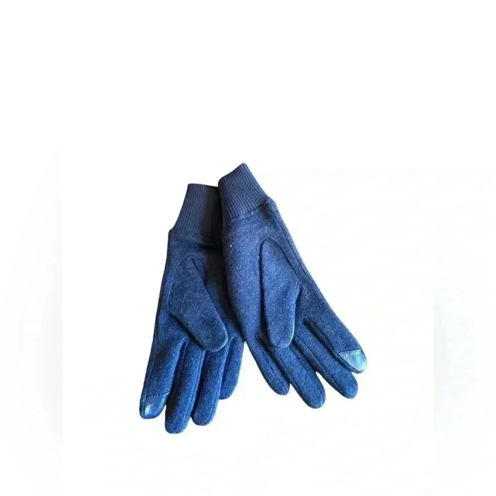 LANDS' END WOMEN'S EZ TOUCH SCREEN WOOL GLOVES Blue L